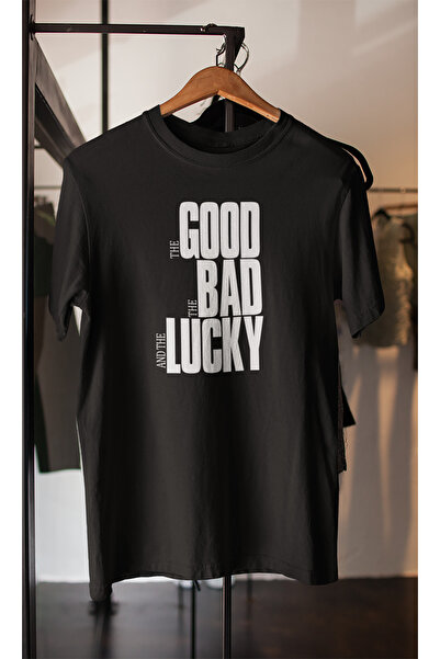 Kozy Creative Unisex Oversized T-Shirt - the Good the Bad the Lucky - Black