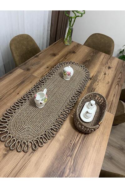 eftlyhome Runner Basket Set, Jute, Wicker, American Service, Cutlery Set, Plate Coaster, Presentation, Bread Basket