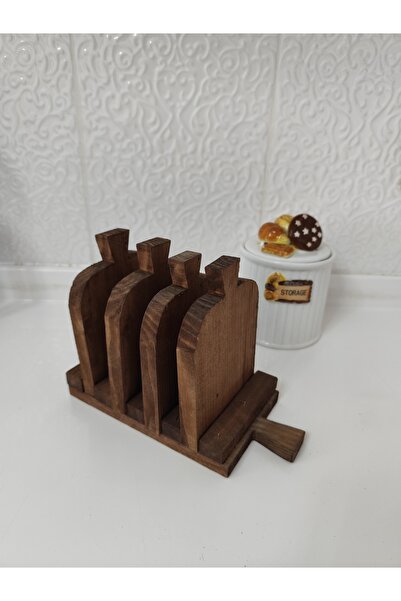 Yonga Sanat Atölyesi طبق تقديم، طقم فطور، طبق تقديم خشبي مكون من 4 قطع