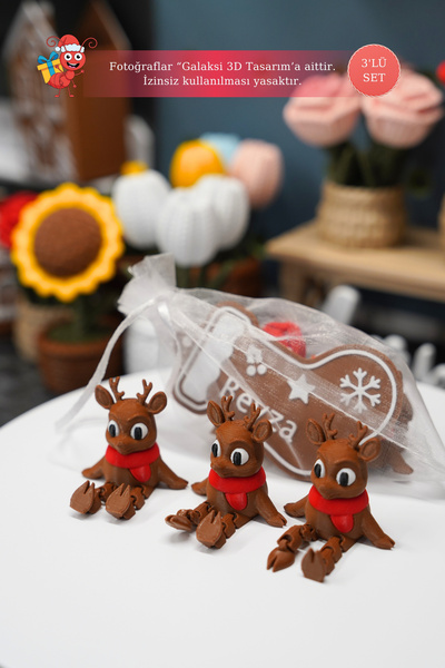 Galaksi 3D Geyik Figür – Yeni Yıl Dekoru - 3 Adet
