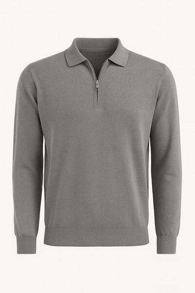 CLASSİCS MEN εφαρμοστό Ανδρικό πλεκτό μακρυμάνικο με λαιμόκοψη πόλο - 7464