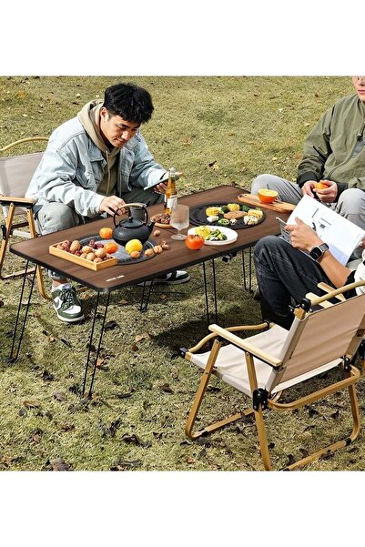Green Lion Fold Grill Mate Camping BBQ Table - Wood