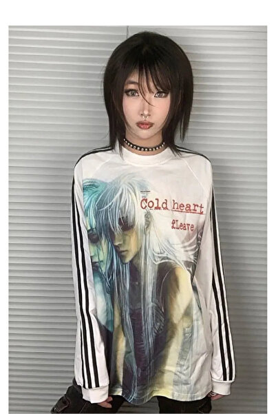 Köstebek White Cold Heart 3 Stripe Vintage Sweatshirt