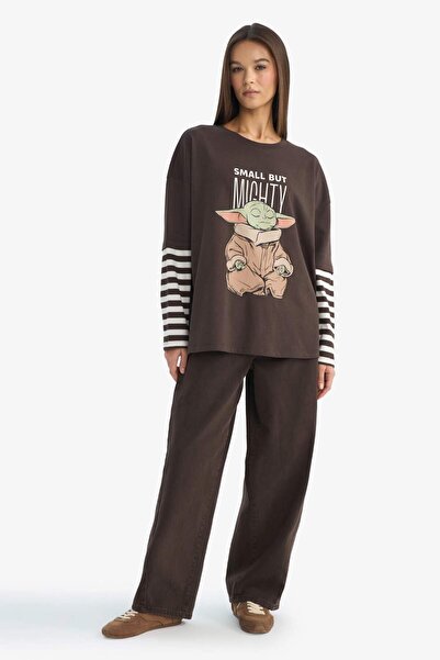 DeFacto Coool Star Wars Oversized Wide Fit Crew Neck Long Sleeve T-Shirt F8917Ax25Au