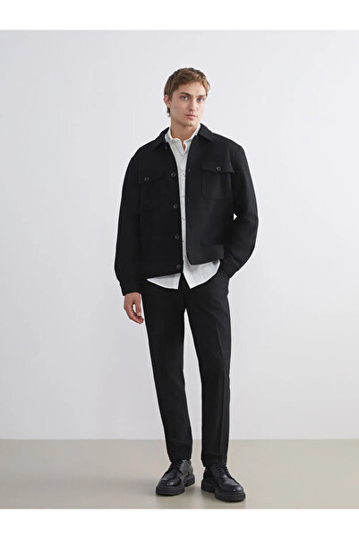 LC Waikiki Lcw Vision Black Regular Fit Long Sleeve Cashmere Men's Shirt Jacket