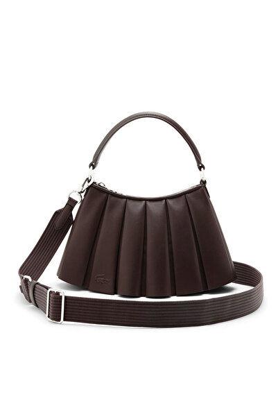 Lacoste Lenglen Small Koyu Kahverengi Acı Kahve Deri Kadın Omuz Çantası Elsbeauty