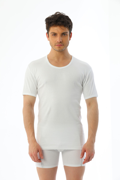 Çift Kaplan Erkek Beyaz Ribana Bisiklet Yaka Fanila 0840 3'lü Ekonomik Paket