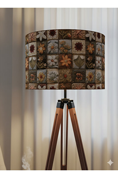 Otay Ev Dekorasyon El Yapımı Patchwork Desenli Kumaş Tripod Ayaklı Lambader ( Sadece Başlık )