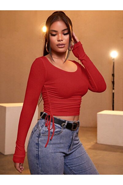 ermege Women's Red Camisole Fabric Blouse