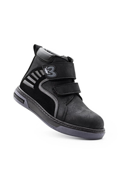 nuvora Siyah Tüylü Erkek Çocuk Bot – Fermuarlı ve Bağcıklı, Kışlık Kalın Taba...