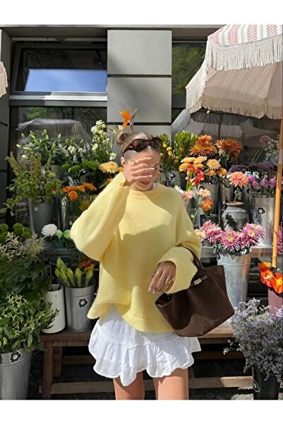 Elfin Crew Neck Oversize Knitwear Women's Sweater