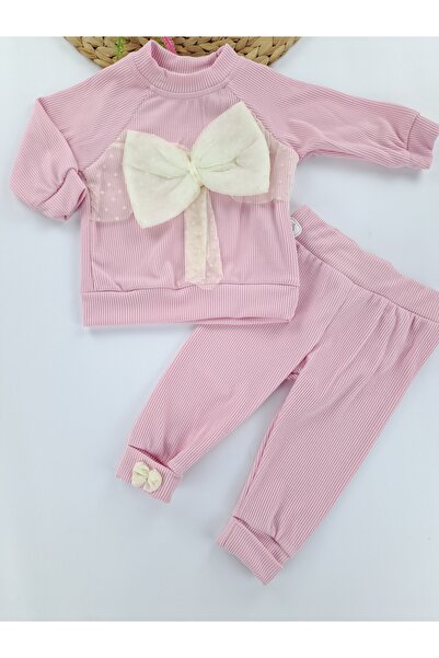 Butik Girl's Baby Double Set m Transitional Gift Set Bow Detail Collar Snap Fastener