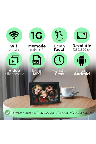 JFlow Digital photo frame, Vdo, 10.1 inch, Wifi, 1gb Ram, 32gb, Touch screen, Speaker, Photo/Video