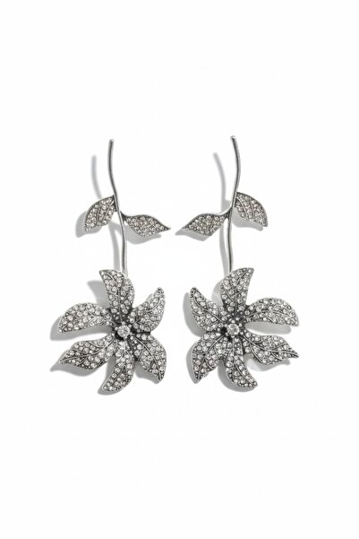 Bluw Jewelry أقراط فاخرة على شكل فرع زهرة متألقة