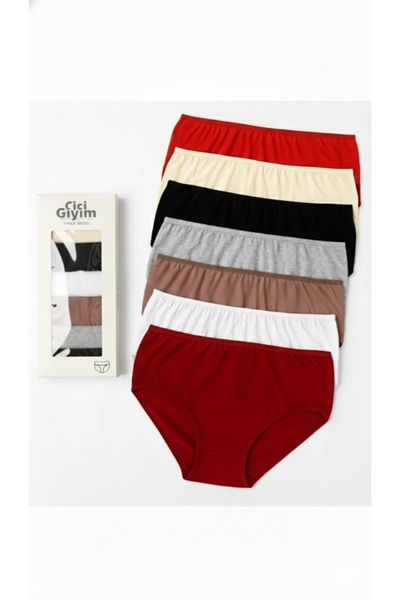 CİCİ GİYİM 7-Pack of Bato Plain Panties, Large and Regular Size Cotton Panties