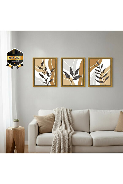 HomeTAB 3 Parça Çerçeve Görünümlü MDF Tablo Seti - Karma Renk Kollektifi Tablo