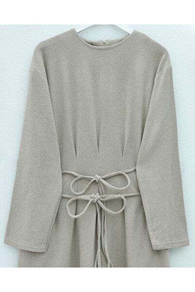 Modamorfo Buy Draped Pairs of Lace-Up Thessaloniki Long Dress -Beige