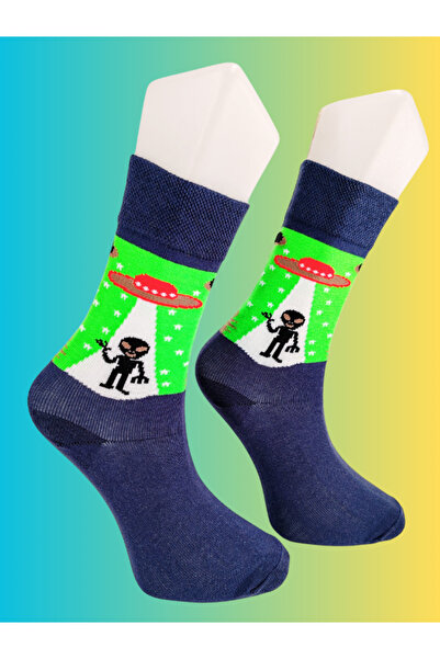 Shuttle Park Special Series Happy Colorful Alien Patterned Ufo Socks Fun Comfortable Stylish Design Style Socks