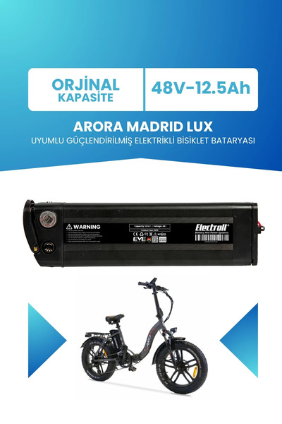 ELECTROLL Arora MADRID LUX Uyumlu Batarya 48V 12.5Ah Güçlendirilmiş Elektrikl...