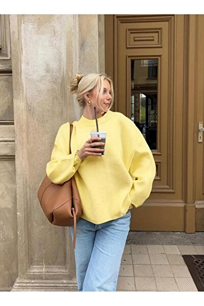 Elfin Crew Neck Oversize Knitwear Women's Sweater