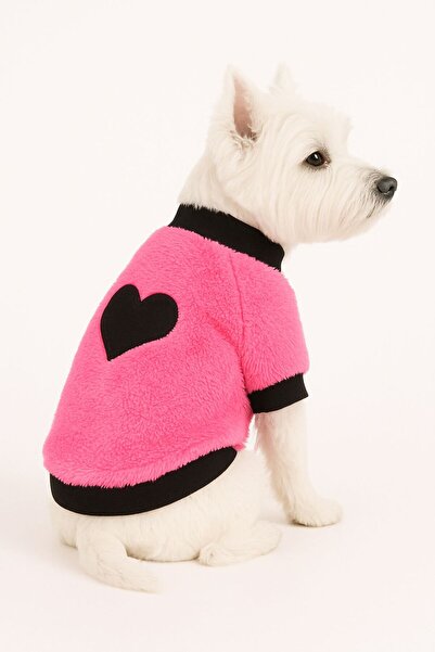 DOGİ&DOG Small Breed Plush Pinky Heart Dog Outfit Dog Sweati (01-10kg)