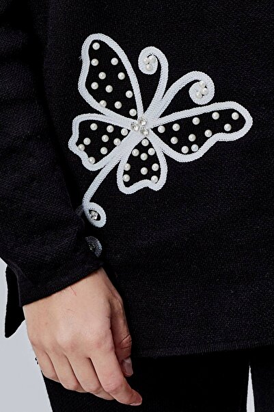 Jinx Wear Fashion Butterfly Lace Pearl Detail 2-Piece Acrylic Women's Knitwear Set