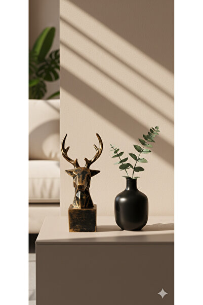 Dekoromi Kaideli Kübik Geyik Kafası Biblo (23x10cm) Modern Geometrik Heykel O...