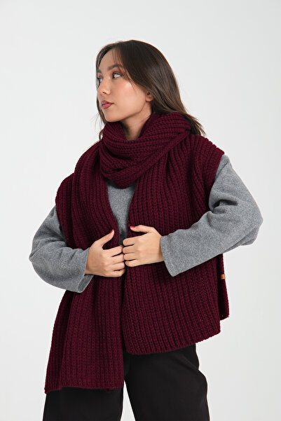 robanu Soft Textured Burgundy Knitted Shawl |   Warm, Soft and Elegant Shawl Scarf