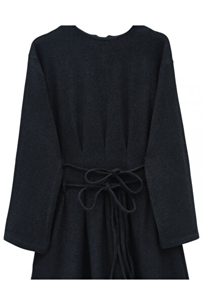 Modamorfo Buy Draped Pairs of Lace-Up Thessaloniki Long Dress - Anthracite