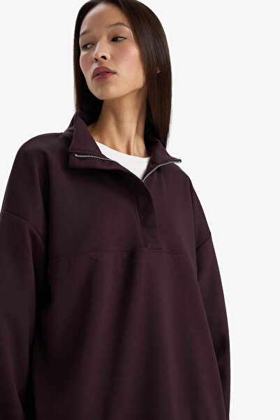 DeFacto Relax Fit Half Turtleneck Zippered Modal Sweatshirt (25 Au)