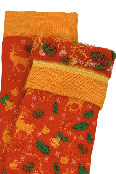 Sofist İstanbul Christmas Themed Cotton Towel Socks Set of 2 Soft Christmas Patterned Socks Set in a Special Gift Bag