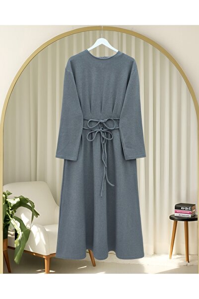 Modamorfo Buy Draped Pairs Lace-Up Thessaloniki Long Dress -Grey