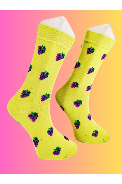 Shuttle Park Special Series Happy Colorful Grape Patterned Grape Socks Fun Comfortable Stylish Design Style Socks