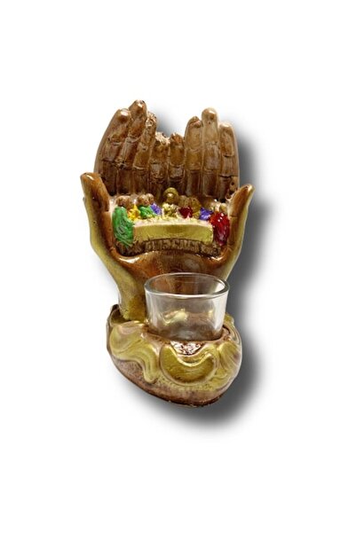 OEM Hand-shaped candle with The Last Supper, plaster, brown
