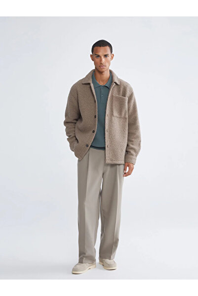 LC Waikiki Lcw Vision Brown Regular Fit Long Sleeve Plush Men's Shirt Jacket