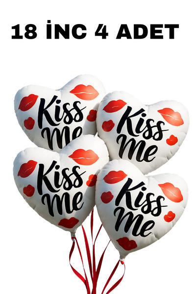 FESTİLO بالون فويل على شكل قلب Kiss Me باللون الأحمر والأبيض مقاس 18 بوصة 45 ...