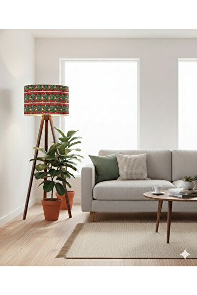 Otay Ev Dekorasyon El Yapımı Yılbaşı Kurşun Asker Desenli Kumaş Tripod Ayaklı Lambader