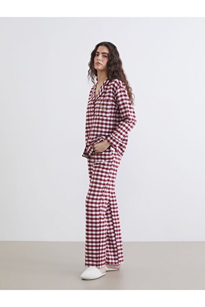 LC Waikiki LCW DREAM Gömlek Yaka Ekose Kadın Pijama Takımı