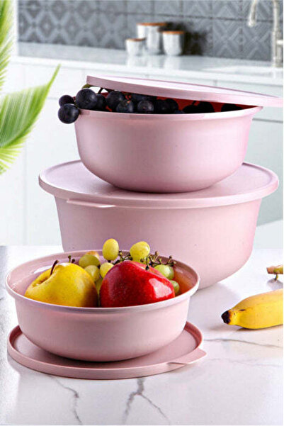 Asi Home Set of 3 Bowls, Pink, 100% Plastic, BPA Free -