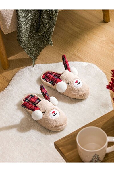 LC Waikiki Lcw Steps Christmas Themed Plush Women's House Slippers