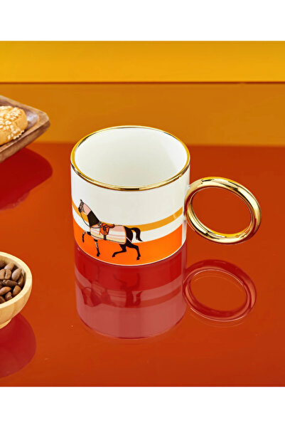 coker My Home Design Is 200 ml Horse Patterned Porcelain Mug with Gold Handle...