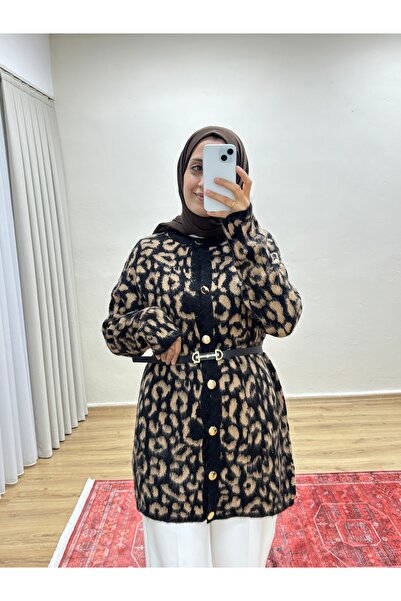 MOONSC Leopard Printed Knitwear Cardigan - Brown