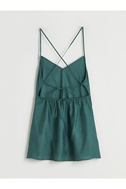 LC Waikiki Lcw Dream Green V-Neck Strap Women's Nightgown