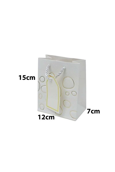 Generic 12 pieces of white paper gift bags, dimensions 12 x 7 x 15 cm