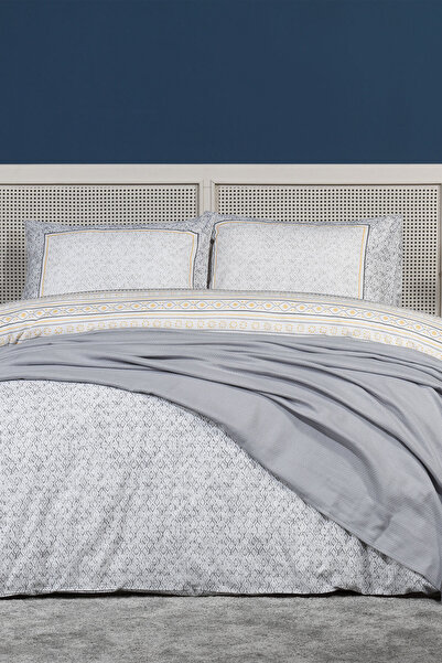 Elart Liya Duvet Cover Set Double Size Cotton 5 Pieces (200X220 cm) Gray