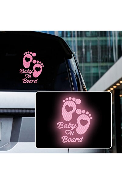 Generic ملصق سيارة عاكس عالي الكثافة "طفل على متن السيارة"، مقاوم للماء، وردي...