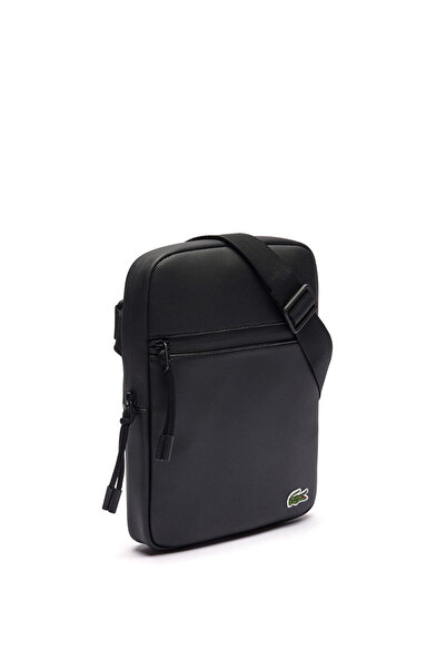 Lacoste Black Men's Messenger Bag with Logo Elsbeauty