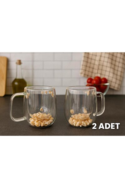 BUENOS 2 adet ısıya dayanıklı çift cidarlı deniz kabuklu kupa