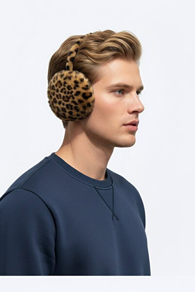 BUTİK1AVM Leopard Pattern Foldable Winter Earmuffs Unisex