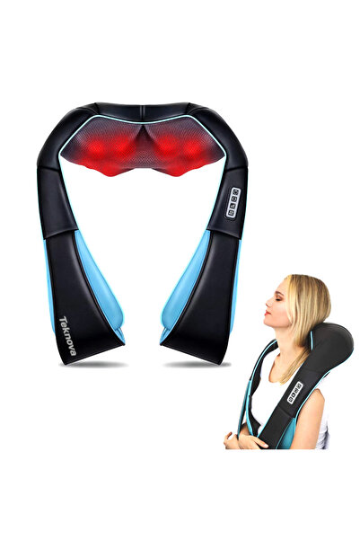 Teknova Aparat Masaj Electric pentru Gat, Umeri si Spate, cu Incalzire, 3 Viteze, Negru